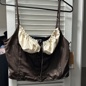 Frankie's Bikinis Bella Brown and Cream Top